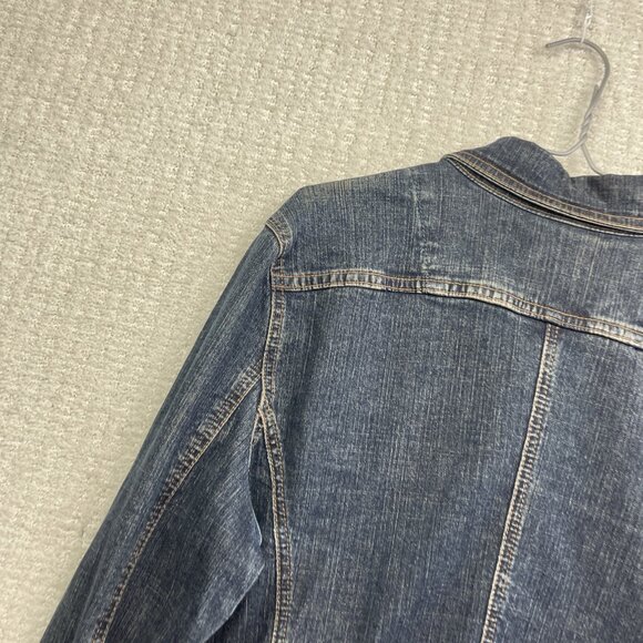 VTG Tommy Hilfiger Womens Sz XL Dark Wash Jean Jacket Button Up Canada Made - Picture 12 of 13